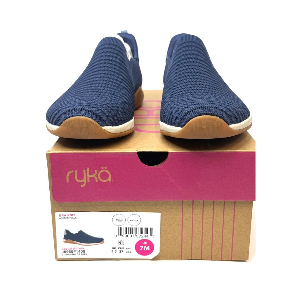 Ryka Women's Echo Knit Slip On Sneakers Blue Size 7M NWT/BOX